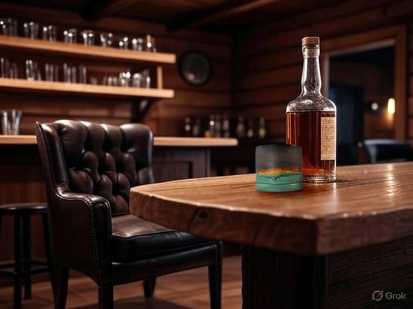 Handmade Ceramic Whiskey Tumbler, Bronze & Turquoise, Eco-Friendly 9th Anniversary Gift