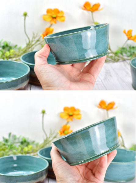 Ceramic Dog Food or Water Bowl, Handmade Stoneware Pottery Wheel Thrown Pet Food Dish