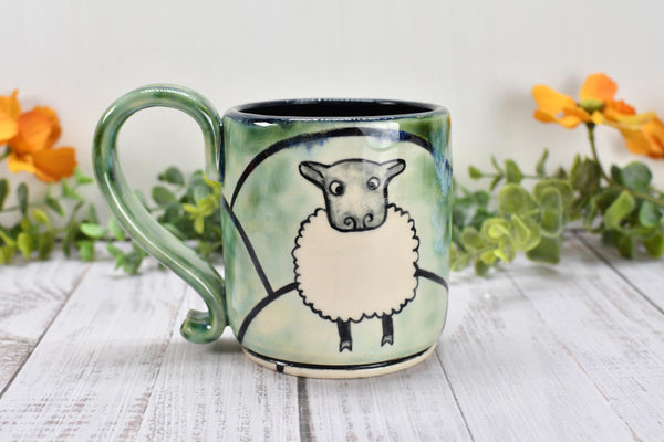 Sheep Cute Handmade Pottery Mug, I Do What I Want Funny Ceramic Cup Gift, Hand Painted Stoneware for Independent People, Ready to Ship