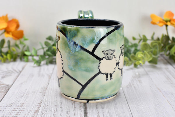 Sheep Cute Handmade Pottery Mug, I Do What I Want Funny Ceramic Cup Gift, Hand Painted Stoneware for Independent People, Ready to Ship
