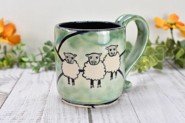 Sheep Cute Handmade Pottery Mug, I Do What I Want Funny Ceramic Cup Gift, Hand Painted Stoneware for Independent People, Ready to Ship