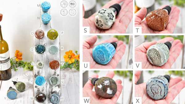 Wine Bottle Stopper, Ceramic Handmade Pottery Barware Unique Gift Her Birthday, Paw Print Pet Bird Lover, Housewarming Coworker Christmas