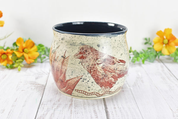 Ceramic Utensil Holder Crock for Kitchen Counter, Short Pottery Organizer, Black, White Gray Splatter | Cactus Pot | Paint Brush Holder