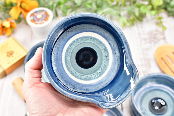 Evil Eye Ceramic Stove Top Spoon Rest Coffee Bar Tea Bag Pottery Blue White Handmade Handpainted Stoneware Large Housewarming Spiritual Gift