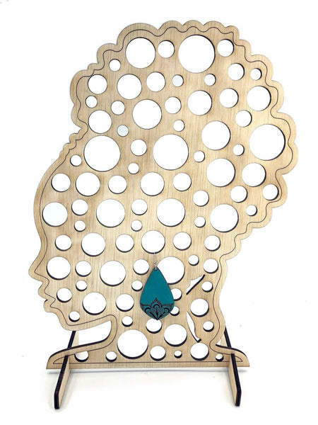 Earring Display Stand SVG, Black Woman Hair Pouf Large Circles - INSTANT Digital Download  Laser Cut File