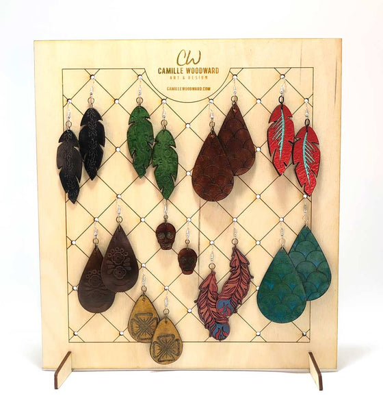 Earring Display Stand, Small Circles with Diamond Pattern - Square - INSTANT Digital Download