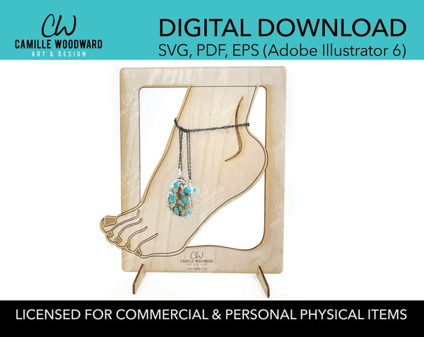 Ankle Bracelet Foot Jewelry Display Stand SVG EPS - INSTANT Digital Download Laser Cut File