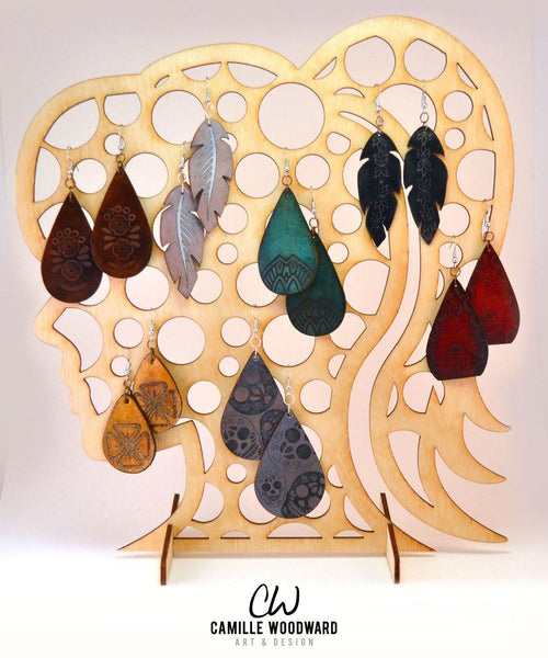 Earring Display Stand, Large Circles Female Ponytail - INSTANT Digital Download for Laser Cutters
