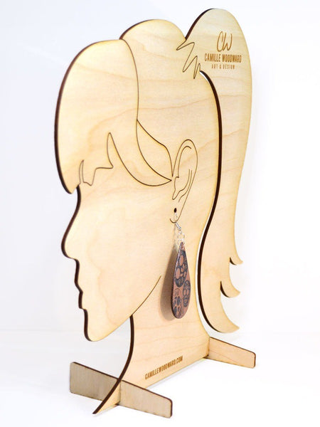 Earring Display Stand, Female Ponytail - INSTANT Digital Download for Laser Cutters