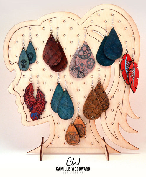 Earring Display Stand, Small Circle Female Ponytail - INSTANT Digital Download for Laser Cutters