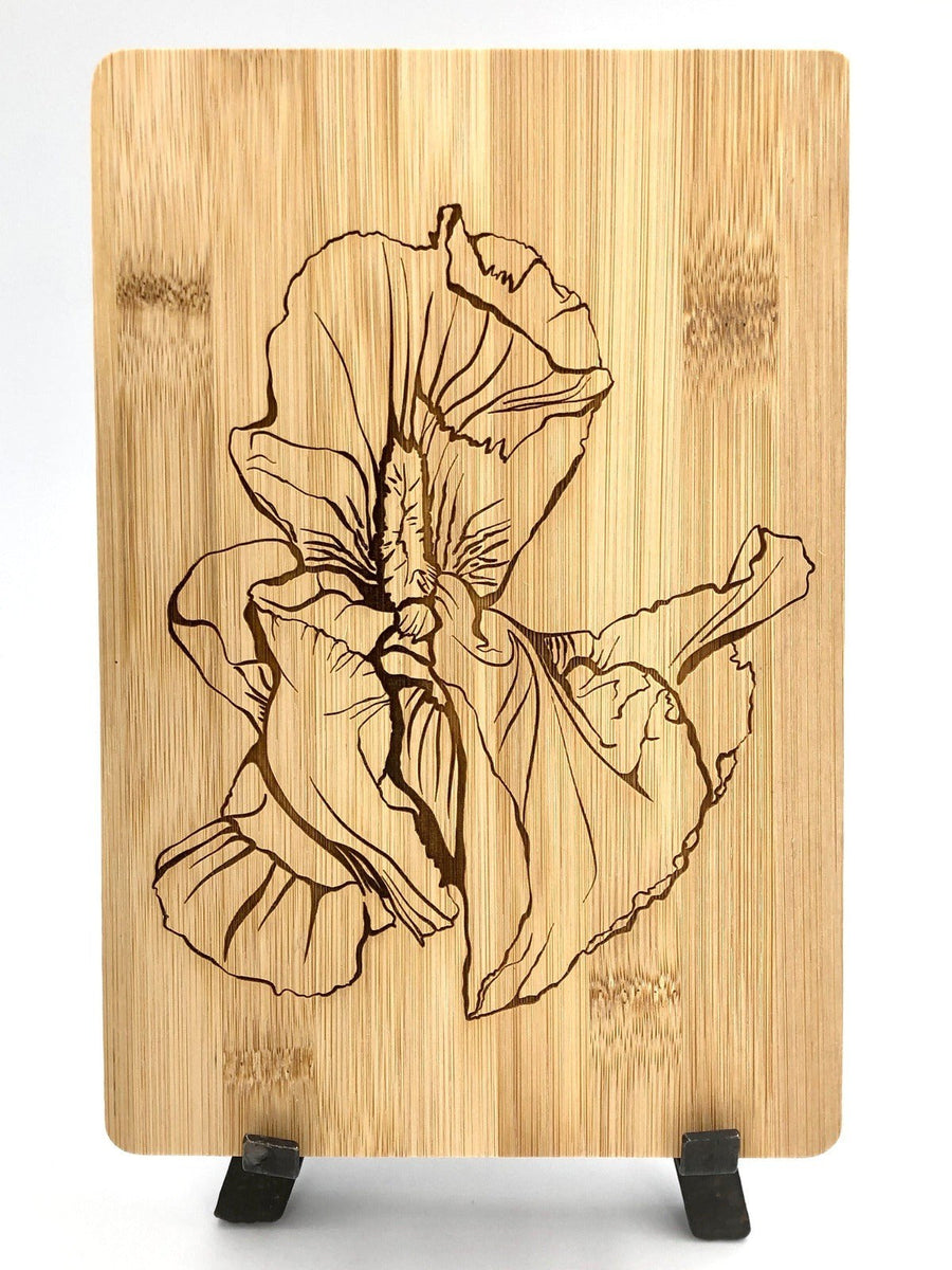 Sunflower Art Cutting Board - Bamboo Wine and Cheese Tray Engraved