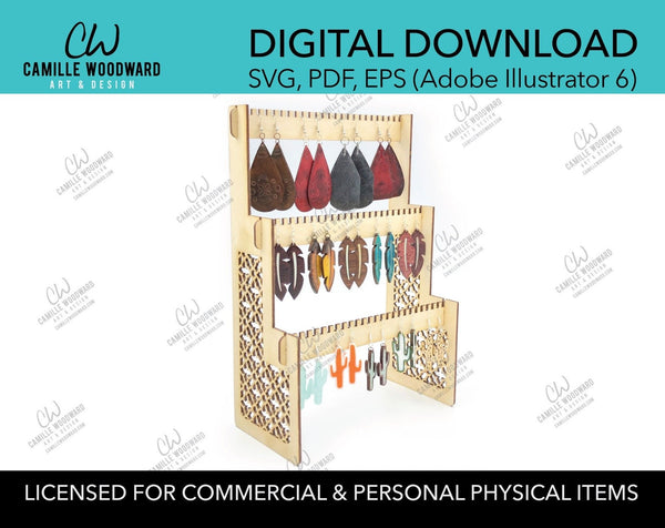 Earring Display Organizer, 3-Tier Stand - INSTANT Digital Download