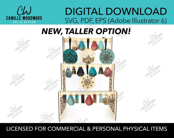 Earring & Ornament Display Organizer, Tall 3-Tier Stand - INSTANT Digital Download