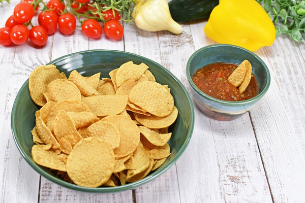 Chip and Dip Ceramic Bowl Set, Handmade Beachy Copper and Turquoise Detached Snack Stoneware Pottery Party Serving Dishes