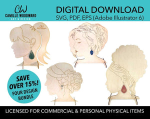 Earring Stand SVG Bundle, Life Size Display, Glowforge Earring Stand, Earring Display Stand, Earring Display Laser File - Digital Download