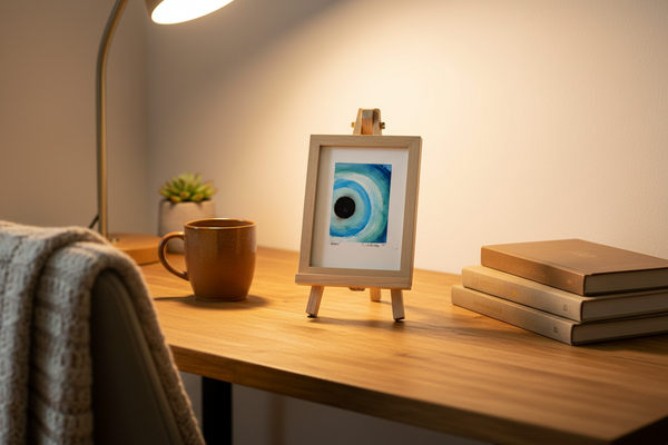 Watercolor Painting Original Evil Eye Wall Art, 5x7 on Paper Unframed, Blue White Home Decor, Not A Print, Italy Nazar Turkish Boho