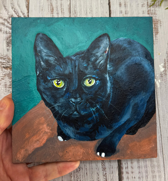 Stormy - Black Cat Original Acrylic Painting