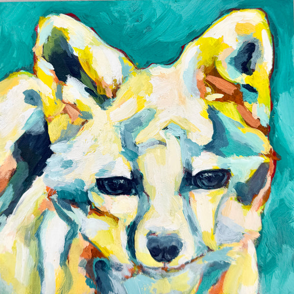 Foxy - Gray Fox Original Acrylic Painting