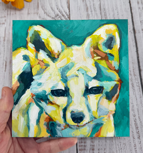 Foxy - Gray Fox Original Acrylic Painting