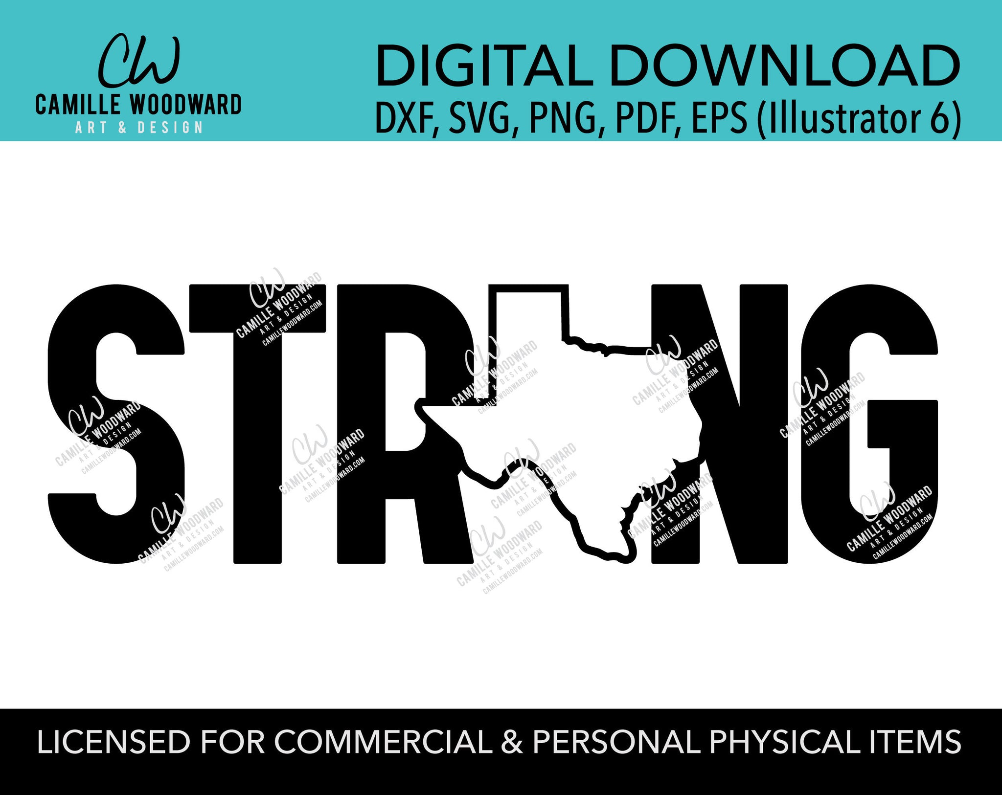 Texas Strong SVG, Black and White, Texas State Outline, EPS, PNG, jpg, dxf- Sublimation Digital Download Transparent