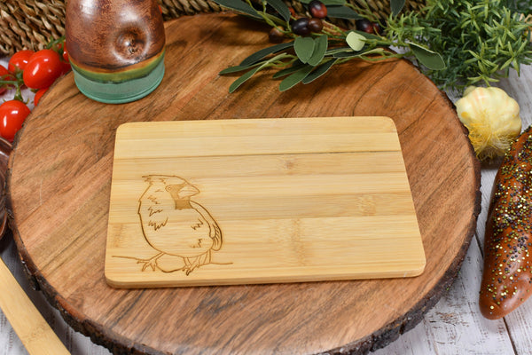 Small Bamboo Cutting Board with Cardinal Bird for Display on Counter - Personalize Gift for Mom, Grandma, Sister, Daughter