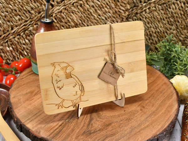 Small Bamboo Cutting Board with Cardinal Bird for Display on Counter - Personalize Gift for Mom, Grandma, Sister, Daughter