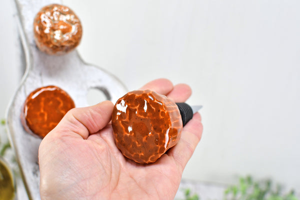 Texas Wine Bottle Stopper, Handmade Ceramic Christmas Barware Gift for Austin Football Champs, Housewarming, Groomsman, Secret Santa Unique