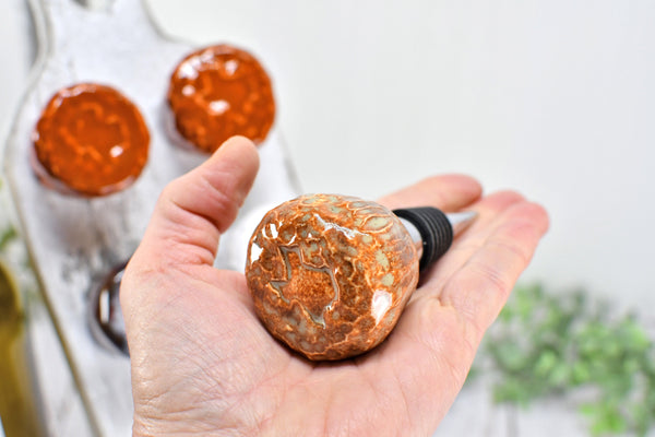 Texas Wine Bottle Stopper, Handmade Ceramic Christmas Barware Gift for Austin Football Champs, Housewarming, Groomsman, Secret Santa Unique