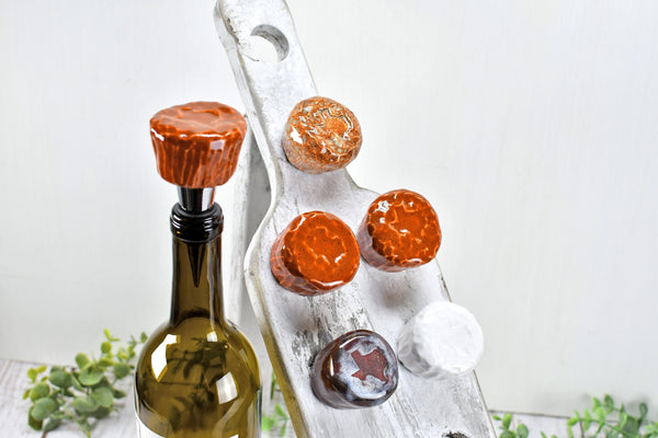 Texas Wine Bottle Stopper, Handmade Ceramic Christmas Barware Gift for Austin Football Champs, Housewarming, Groomsman, Secret Santa Unique