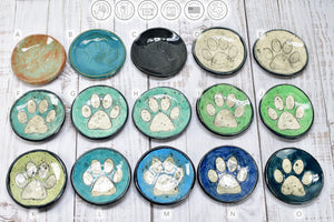 Paw Print Ceramic Small Coffee Spoon Rest, Jewelry Trinket Dish, Handmade Stoneware Pottery in Blue, Green, Teal, Brown, Black, Unique Gift