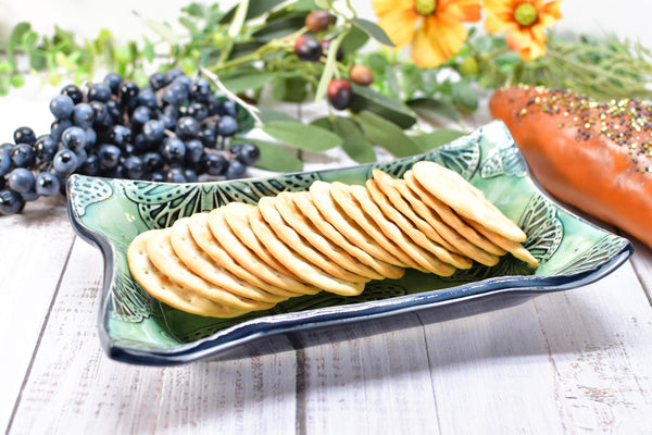 Butterfly Ceramic Dish, Spoon Rest, Handmade Stoneware Pottery for Countertop & Dining, Monarch Green Blue, Cracker Dish, Jewelry Trinket