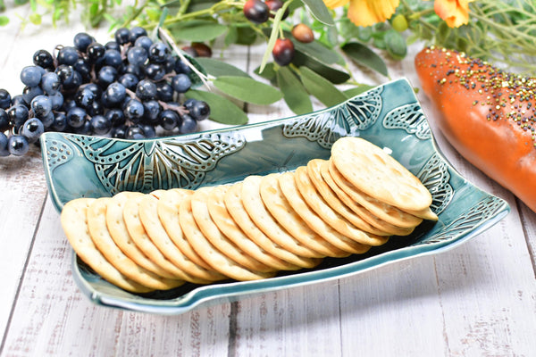 Hummingbird Ceramic Dish, Spoon Rest, Handmade Stoneware Pottery for Countertop & Dining, Green, Cracker Snacks Cheese Dish, Jewelry Trinket