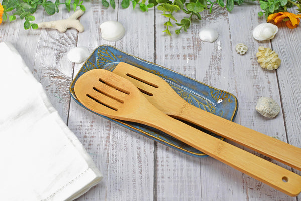 Butterfly Ceramic Dish, Spoon Rest, Handmade Stoneware Pottery for Countertop, Dining, Rutile Blue, Butter or Cracker Dish, Jewelry Trinket