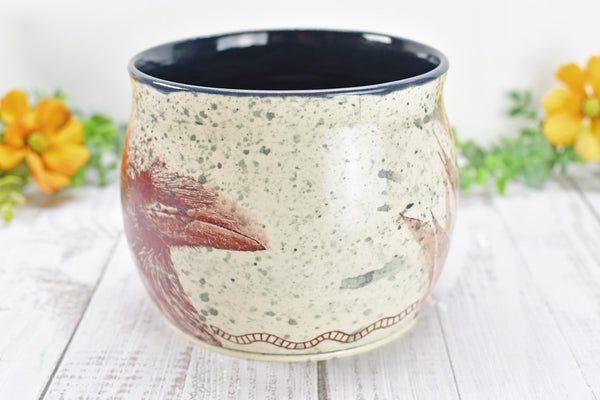 Ceramic Utensil Holder Crock for Kitchen Counter, Short Pottery Organizer, Black, White Gray Splatter | Cactus Pot | Paint Brush Holder