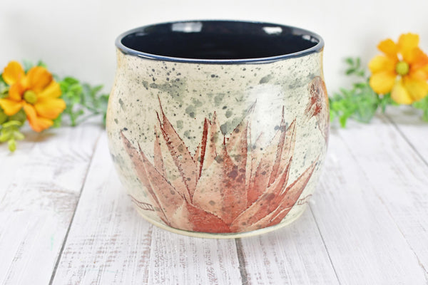 Ceramic Utensil Holder Crock for Kitchen Counter, Short Pottery Organizer, Black, White Gray Splatter | Cactus Pot | Paint Brush Holder