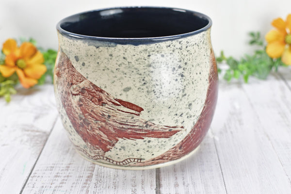 Ceramic Utensil Holder Crock for Kitchen Counter, Short Pottery Organizer, Black, White Gray Splatter | Cactus Pot | Paint Brush Holder