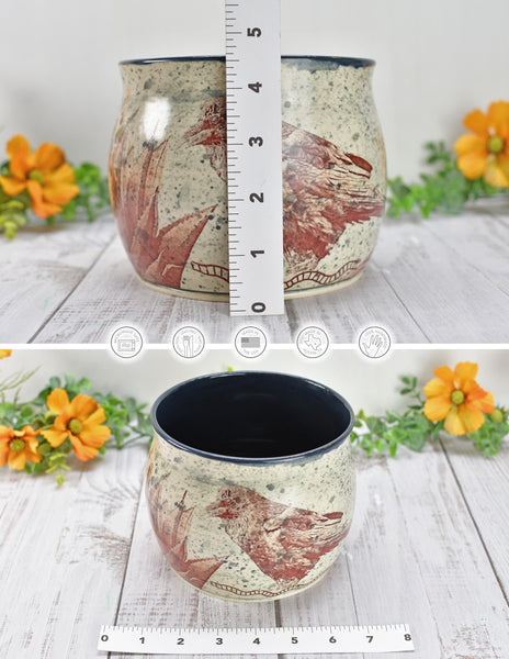 Ceramic Utensil Holder Crock for Kitchen Counter, Short Pottery Organizer, Black, White Gray Splatter | Cactus Pot | Paint Brush Holder