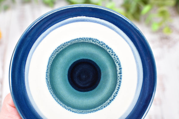 Spoon Rest Evil Eye Pottery Blue White Ceramic Coffee Tea Bag Small Bar Soap Handmade Handpainted Stoneware Housewarming Spiritual Gift Flat
