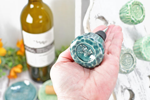 Wine Bottle Stopper, Ceramic Handmade Pottery Barware Unique Gift Her Birthday, Paw Print Pet Bird Lover, Housewarming Coworker Christmas