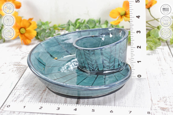 Chip Dip Ceramic Pottery Handmade Charcuterie Bowl, Spiral Blue Olive Snack Dish, Stoneware Party Serving Dining, Unique Housewarming Gift