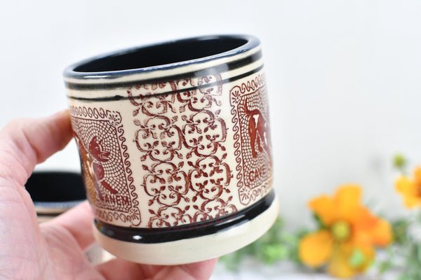 Pompeii Guard Dog Tumbler Ceramic Cup, Stoneware Whiskey Bourbon Wine Gift, One Handmade Pottery Barware for Birthday Gift