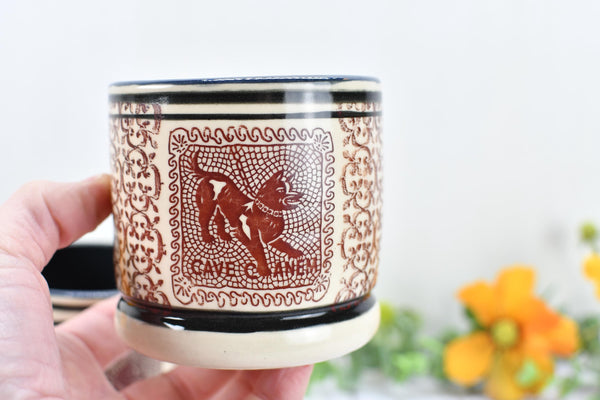 Pompeii Guard Dog Tumbler Ceramic Cup, Stoneware Whiskey Bourbon Wine Gift, One Handmade Pottery Barware for Birthday Gift