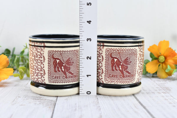 Pompeii Guard Dog Tumbler Ceramic Cup, Stoneware Whiskey Bourbon Wine Gift, One Handmade Pottery Barware for Birthday Gift