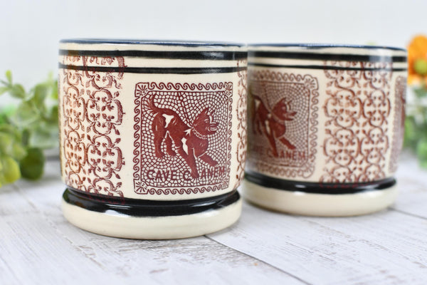 Pompeii Guard Dog Tumbler Ceramic Cup, Stoneware Whiskey Bourbon Wine Gift, One Handmade Pottery Barware for Birthday Gift