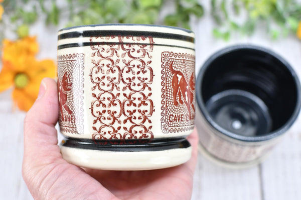 Pompeii Guard Dog Tumbler Ceramic Cup, Stoneware Whiskey Bourbon Wine Gift, One Handmade Pottery Barware for Birthday Gift