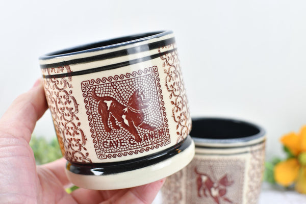 Pompeii Guard Dog Tumbler Ceramic Cup, Stoneware Whiskey Bourbon Wine Gift, One Handmade Pottery Barware for Birthday Gift