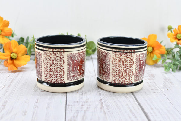 Pompeii Guard Dog Tumbler Ceramic Cup, Stoneware Whiskey Bourbon Wine Gift, One Handmade Pottery Barware for Birthday Gift
