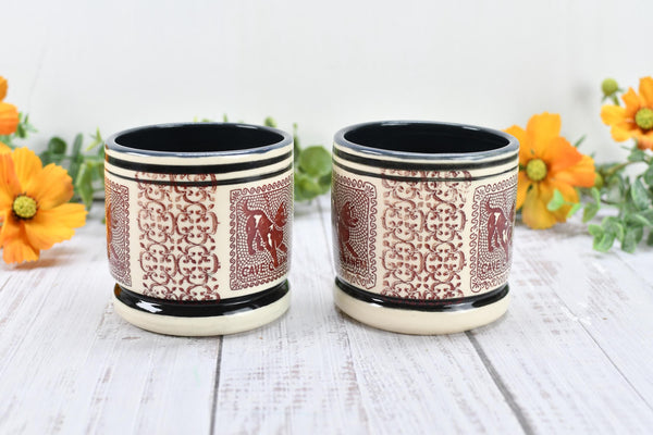 Pompeii Guard Dog Tumbler Ceramic Cup, Stoneware Whiskey Bourbon Wine Gift, One Handmade Pottery Barware for Birthday Gift