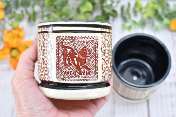 Pompeii Guard Dog Tumbler Ceramic Cup, Stoneware Whiskey Bourbon Wine Gift, One Handmade Pottery Barware for Birthday Gift