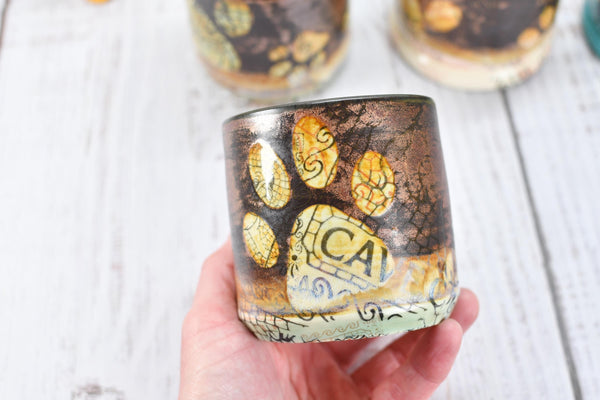 Copper Wine Cup Pug Dog Tumbler Pet Lover Bronze Handmade Ceramic Pottery Whiskey Bourbon Barware Paw Print Anniversary Birthday Gift 1 Each